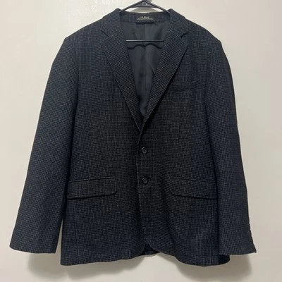 LLbean 65% Wool Suit Sport Coat Mens 42 Reg Grey black Gingham Elbow Patches - Image 1 of 4