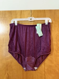 Vanity Fair 13001 Floral Lace Panty Seductive Wine Panties Vintage NWT Nylon 8 - Picture 1 of 9