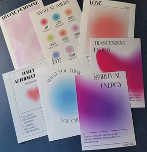 Lot Of 7 MINI Aura Affirmations 6x4" Angel Numbers Reminders Gradient Colors New - Picture 1 of 7
