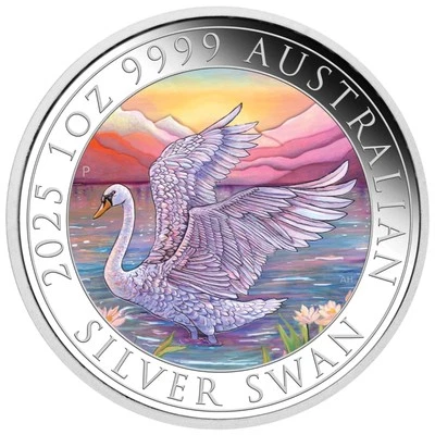 Australian Swan 2025 1oz Silver Coloured Coin Perth Mint - In Hand - image 1 of 4