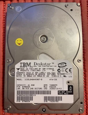 IBM HDD 40GB 3.5" IDE HARD DISK IC35L040AVER07-0 DESKSTAR 20 100% TEST VEDI FOTO - Immagine 1 di 4