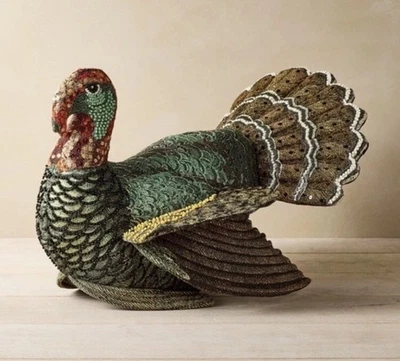 John Derian Target Beaded Fall Turkey Shaped Pillow Thanksgiving Decor 2024 NEW - Image 1 of 3