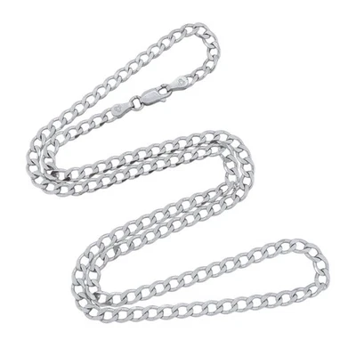 Collar de cadena de eslabones de bordillo de plata esterlina 925 vintage Italia IBB de 20" Foto 1 de 3