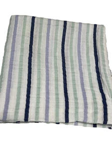 Aden + Anais gestreifte Swaddle Decke blau marine grün weiß Baumwolle Musselin Halstuch - Bild 1 von 13