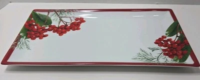 Charter Club Grand Buffet RED BERRY Rectangular 12-3/4” X 6-3/4” Bandeja de Servir K036 Foto 1 de 4