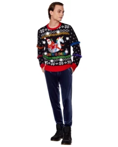 Light-Up Santa Is Daddy Ugly Christmas Sweater BRAND NEW ADULT (MEN) MEDIUM - Picture 1 of 4