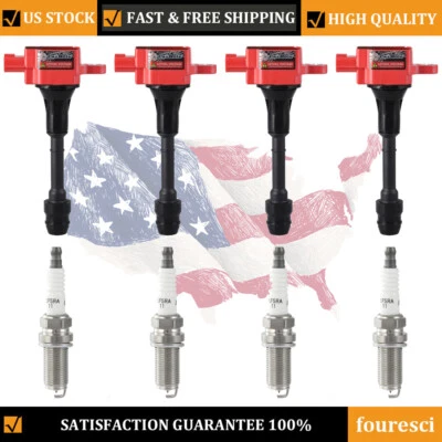 Paquete de bujías y bobinas de encendido de alto rendimiento para Nissan Altima Sentra 2,5 L Foto 1 de 4