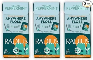 Radius vegane Pfefferminze überall Zahnseide (3er-Pack, 20er-Beutel pro Packung) - Bild 1 von 6