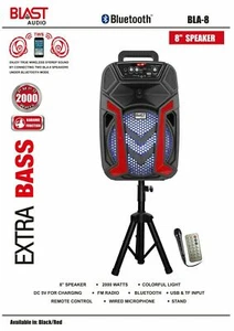 Portable 1600 Watts Peak Power 8” Speaker -Flash8 WITH STAND AND MICROPHONE - Picture 1 of 1