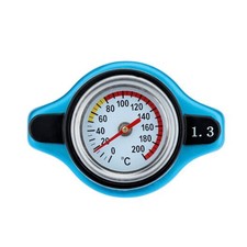 New Universal Blue Thermostatic Gauge Radiator Cap 1.3 Bar Big Head Uprated Blue