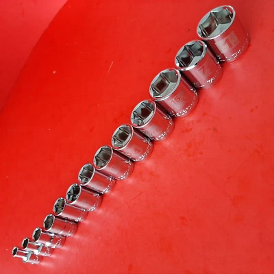 NUEVO 1/4 a 1" CRAFTSMAN Fácil de Leer 13 Piezas 3/8 Unidad 6pt Juego de Enchufes SAE Poco Profundo Foto 1 de 4