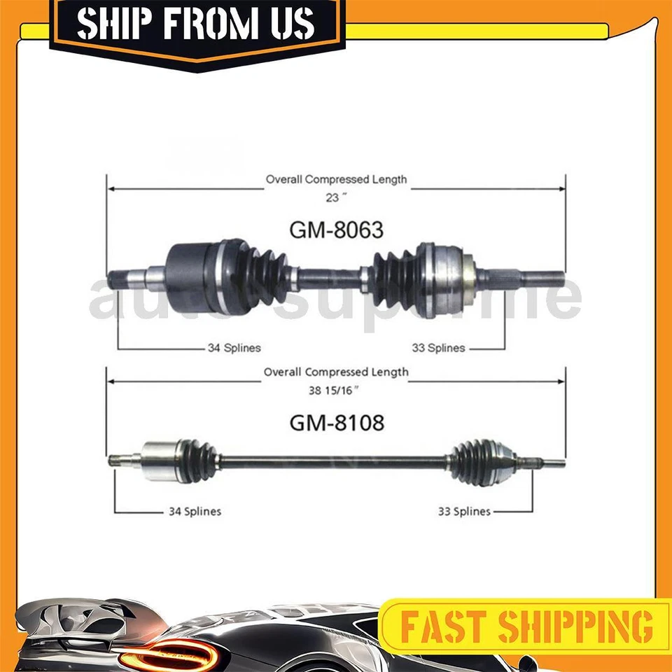 Para Pontiac Phoenix 2.8L 1980-1984 TrakMotive CV eje medio eje juntas delanteras 2x Foto 1 de 4