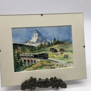Jean Haefele Water Print 42/85 Snow Covered Mountain Landscape With Train - Picture 1 of 6