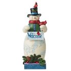 Jim Shore Heartwood Creek - statue de bonhomme de neige avec panneau de bienvenue Noël 6007115