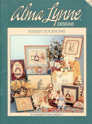 Folksy Foursome Cross Stitch Pattern - Alma Lynne Designs - Children Suitable - Image 1 of 4
