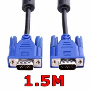 1.5M VGA SVGA 15pin Male to Male Extension PC Monitor LCD Screen Adapter Cable - Picture 1 of 16