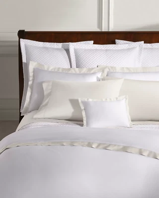 Ralph Lauren Organic Sateen Border King Duvet Cover $470 Parchment - Image 1 of 4