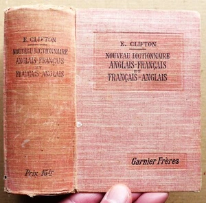 1921 NOUVEAU DICTIONNAIRE ANGLAIS-FRANCAIS E Clifton Garnier Freres small HB VGC - Imagen 1 de 5