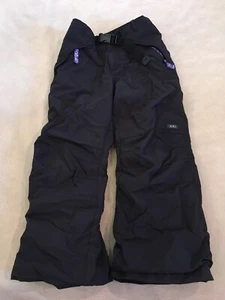REI Snowpants Girls Small 6/7 Black Winter Fleece Lined Warm - Picture 1 of 6