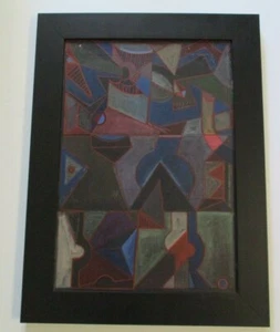 VINTAGE 1970'S PAINTING MYSTERY ARTIST CUBIST CUBISM MODERNISM EXPRESSIONIST POP - Picture 1 of 12
