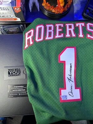 Camiseta Oscar Robertson Auténtica Firmada Verde Estilo Profesional, Fanáticos - Envoltura Foto 1 de 3
