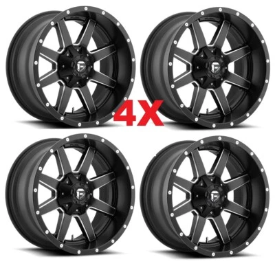 18 FUEL MAVERICK WHEELS RIMS BLACK MILLED SIERRA SILVERADO RAM 1500 - Image 1 of 4