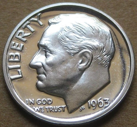 1963 Choice Proof Silver Roosevelt Dime - Nice Coin Cover