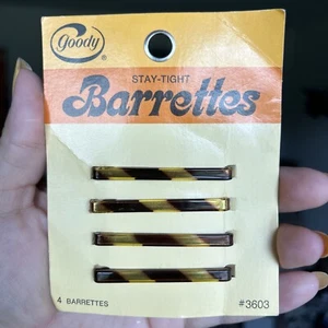 VTG 1975 Goody 2 Inch Stay Tight Barrettes 4 Pack Faux Tortoise Silver tone - Picture 1 of 2