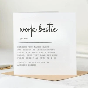 Work Bestie Birthday Card, Work Bestie Card, Leaving Gift Work Colleague, 6x6 - Picture 1 of 2