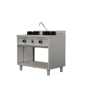 Gastro Gas-Wok-Herd 2×15 kW | 2 Kochzonen | Edelstahl | Profi Wokbrenner - Bild 1 von 7