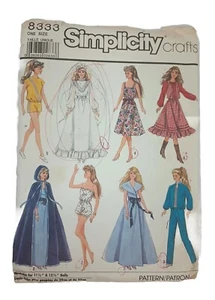 Simplicity 8333 Moda Muñeca Ropa Patrón Corte y Sobre Completo Daños - Imagen 1 de 5