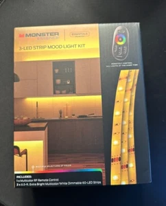 MONSTER ILLUMINESSENCE 3-LED STRIP MOOD RGB LIGHT KIT W/ REMOTE NIB - Picture 1 of 2