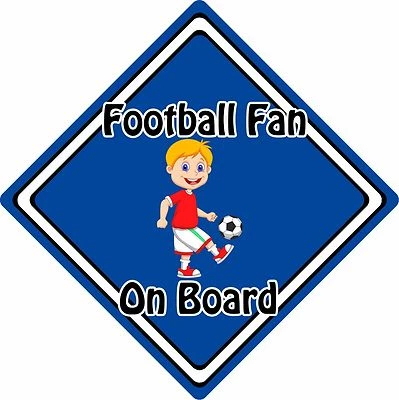 CAR SIGNS DIRECT Football Fan On Board Car Sign ~ Baby On Board Safety Sign ~ Blonde Boy Blue