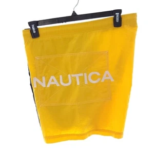 Nautica Mens Size Large Yellow Blue Color Block Swiming Trunks - Picture 1 of 10