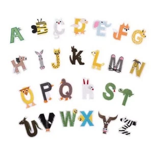 Cute Animals Alphabet Letters Iron on Patches /Sew on patch / Applique / Badge - Picture 1 of 2