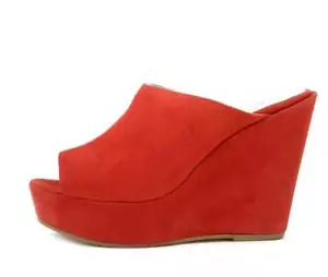 Sandali Donna Ciabatta Sabot 37 Pelle Camoscio Rosso Zeppa Alta 11 cm e Plateau - Foto 1 di 5