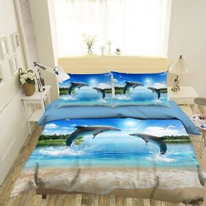 3D Beach Dolphin ZHUA2019 Bed Pillowcases Quilt Duvet Cover Set Queen King Zoe