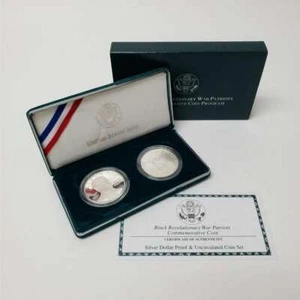 (1) 1998 S Black Revolutionary War Patriot Proof/UNC Silver Dollar 2 Coin w/COA - Picture 1 of 3