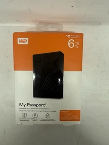 NEW WD - My Passport 6TB External USB 3.0 Portable Hard Drive - Black - Afbeelding 1 van 1