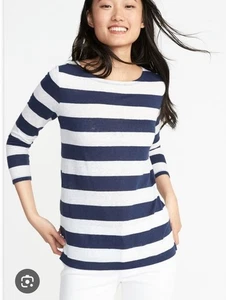Old Navy Women's Relaxed Mariner-Stripe Tee in Navy Stripe - Sz M - New - Picture 1 of 7