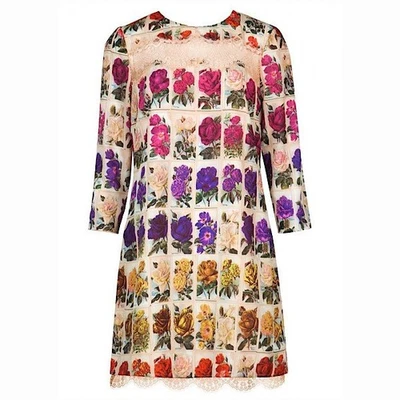 TED BAKER London $138 Wiloh Lined Sheer Lace Trim Floral Shift Dress Size 2 US 6 - Image 1 of 4