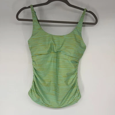 Top Tankini Prana Melody para Mujer S Verde Dorado Rayas Laterales Cincha Top de Natación UPF 50+ Foto 1 de 4