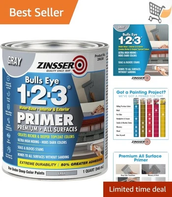 Грунтовка для всех поверхностей серая 1-2-3 кварты устойчивая к ржавчине внутренняя наружная - Изображение 1 из 4