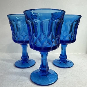 Noritake Perspective Cobalt Blue Water Wine 6.5" Set of 3 Goblets Elegant! - Picture 1 of 12