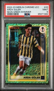 2022-23 Topps Merlin Arda Guler Neon Green Shimmer Refractor /350 PSA 9 #43 - Picture 1 of 2