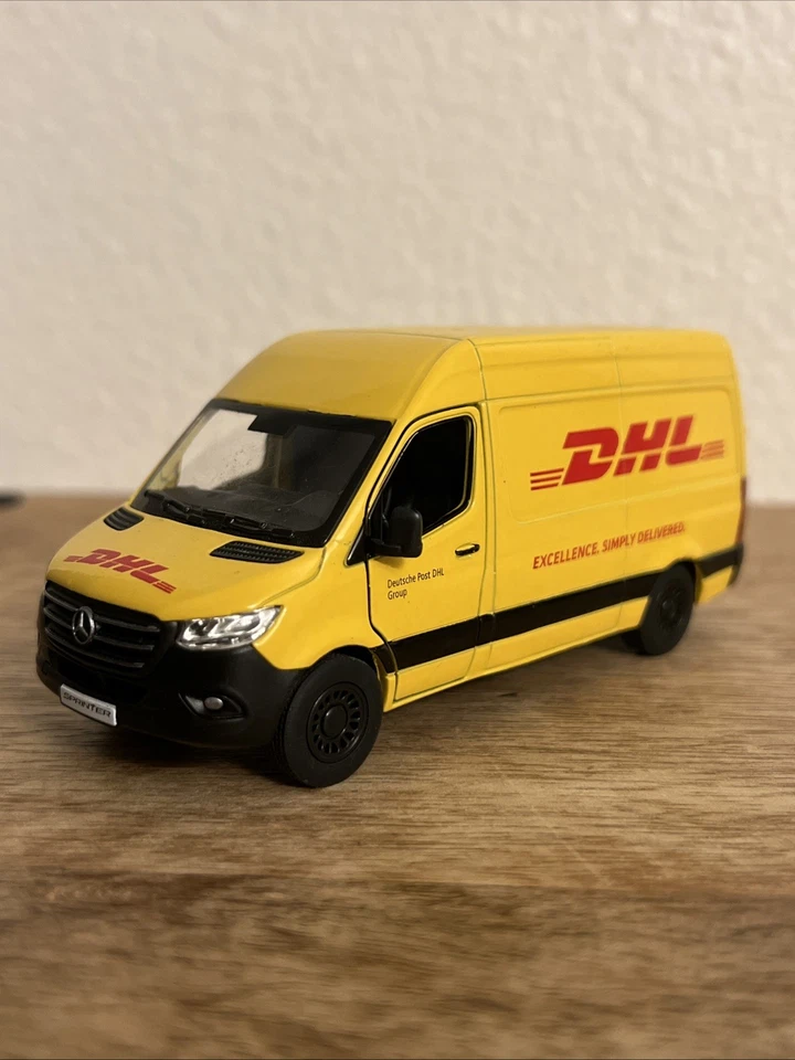 Mercedes Benz Sprinter DHL Delivery Truck Scale 1/48 Diecast Kinsmart Toy KT5426 - Image 1 of 4