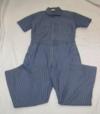 Walls Master Made SS Coveralls - Blue Herringbone - S (See Measurements) - Image 1 of 4