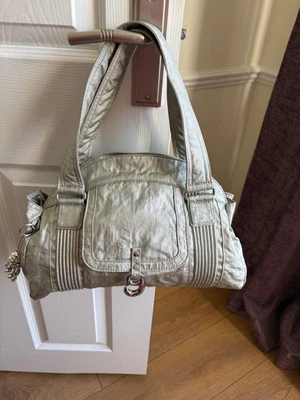 Kipling Laure M Vintage Medium Silver Nylon Shoulder Bag - Image 1 of 4