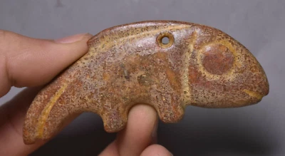 9CM Chinese Hongshan Culture Old Jade Carving Animal Fish Lucky Amulet Pendant  - Image 1 of 4