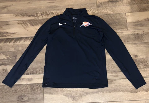 Nike Dri Fit Navy Blue OKC Thunder 1/2 Zip Pullover Menโs Large Cover